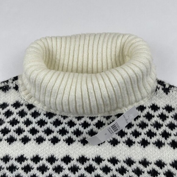 Ann Taylor Turtle Neck Sweater Women’s M Striped Black White 5% Wool - Picture 10 of 14